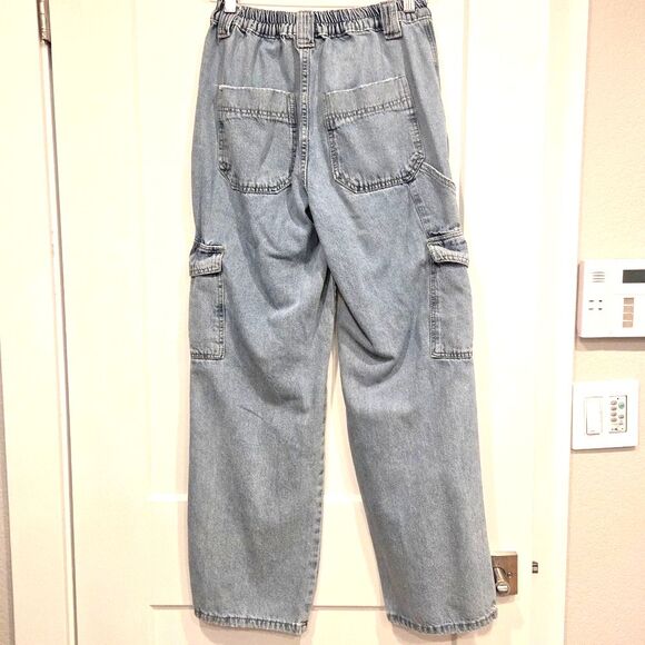 Simple Society High Rise Women's Cargo Jeans Straight Leg Grunge Denim Y2K 5/27 - Picture 3 of 8